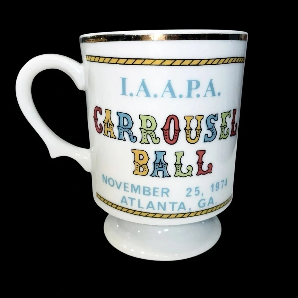 Vintage 1974 IAAPA Carousel Ball Commemorative Mugs (Set of 5) 3.75”